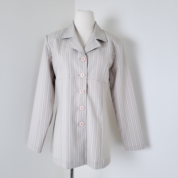 FREE WITH PURCHASE Pinstripe blazer fitted empire waist Y2K - Picture 10 of 13